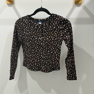SOLD Old Navy Black Floral Long Sleeve Tee